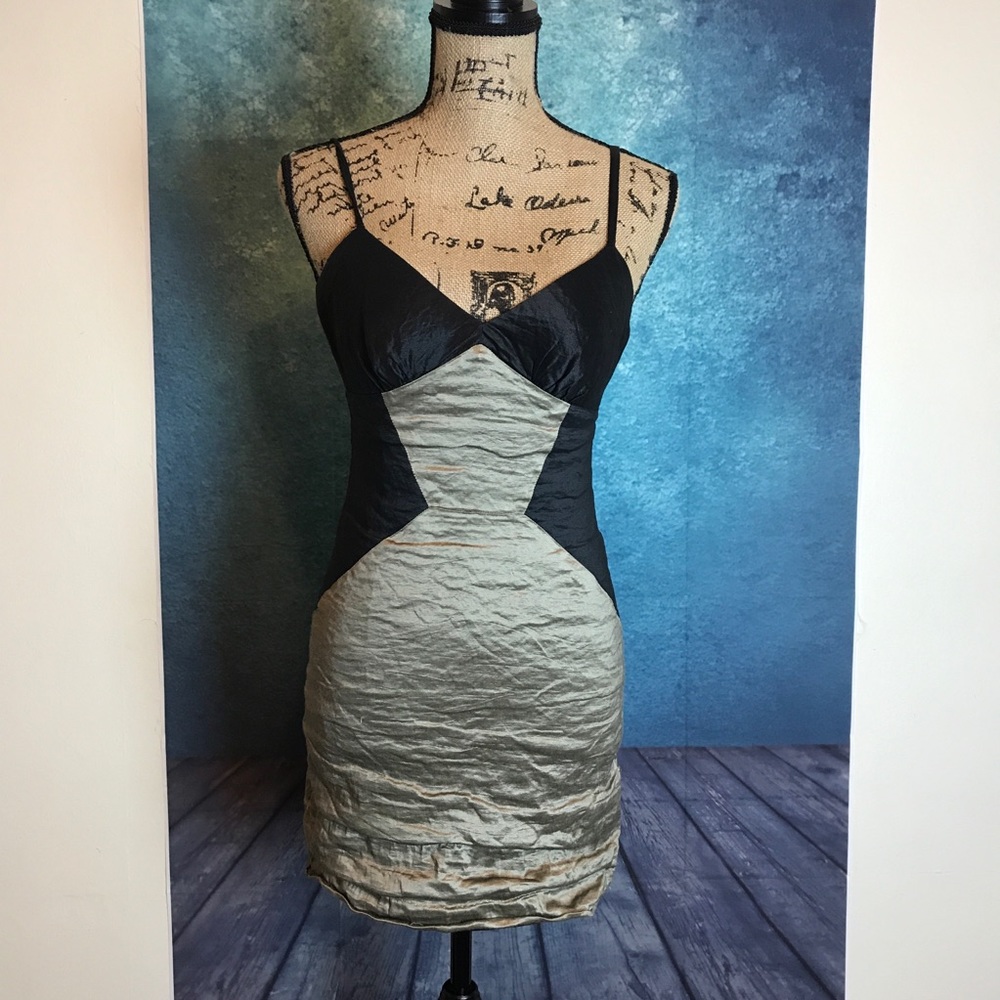BCBG Silver Black Mini Cocktail Party Dress Size S